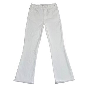 Mother The Hustler Ankle Fray High Rise Flare Jeans 28 White Wash Casual Summer